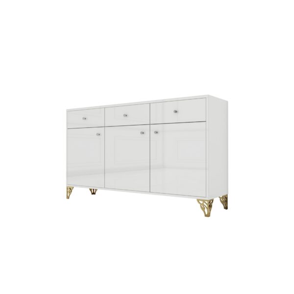 Biała szklana komoda Glamour CARMEN WHITE