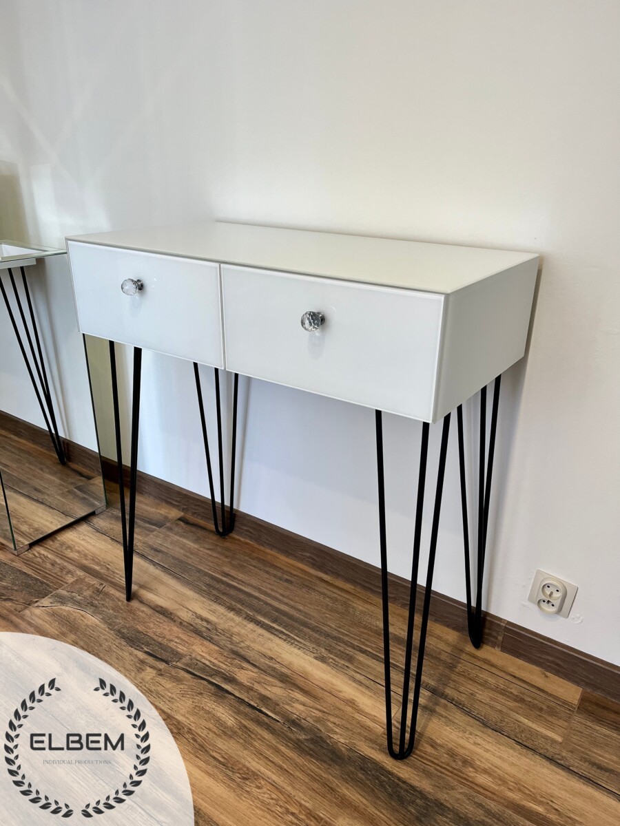 Szklana biała konsola Glamour ALEX - obrazek 4