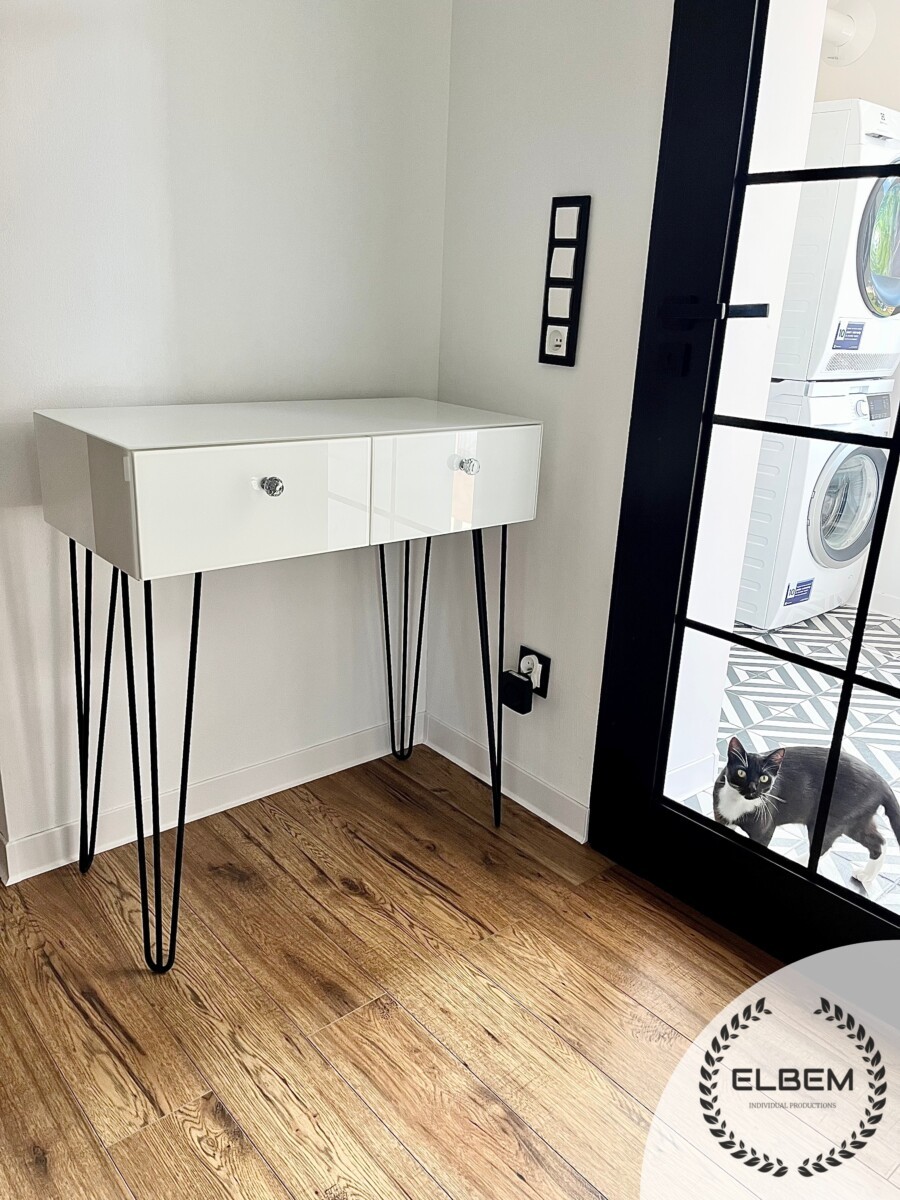 Szklana biała konsola Glamour ALEX - obrazek 3