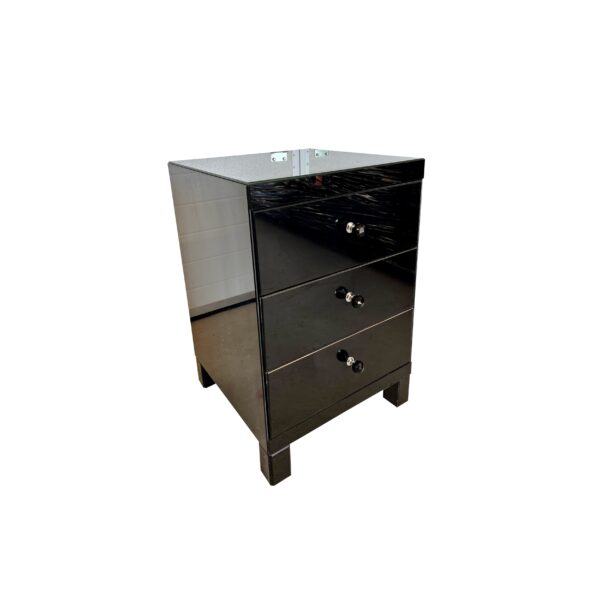 Szklana czarna szafka nocna Glamour MOONLIGHT BLACK