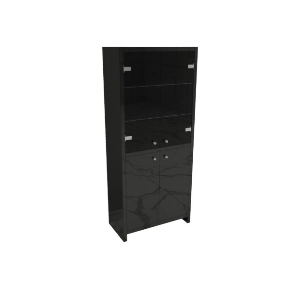 Czarna szklana witryna Glamour SILVARA BLACK