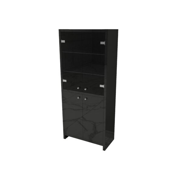 Czarna szklana witryna Glamour SILVARA BLACK