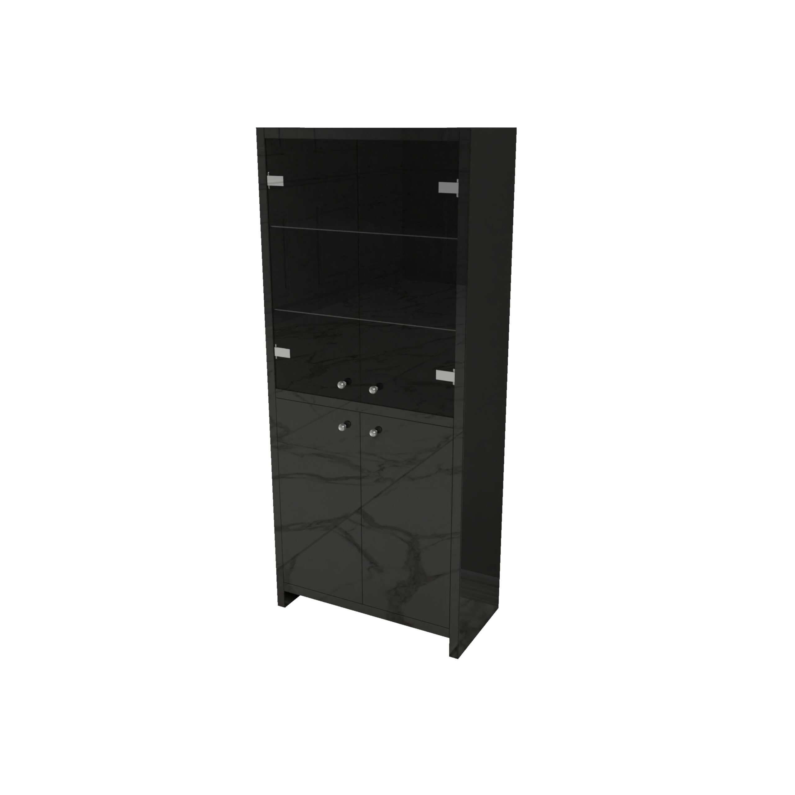 Czarna szklana witryna Glamour SILVARA BLACK - obrazek 2