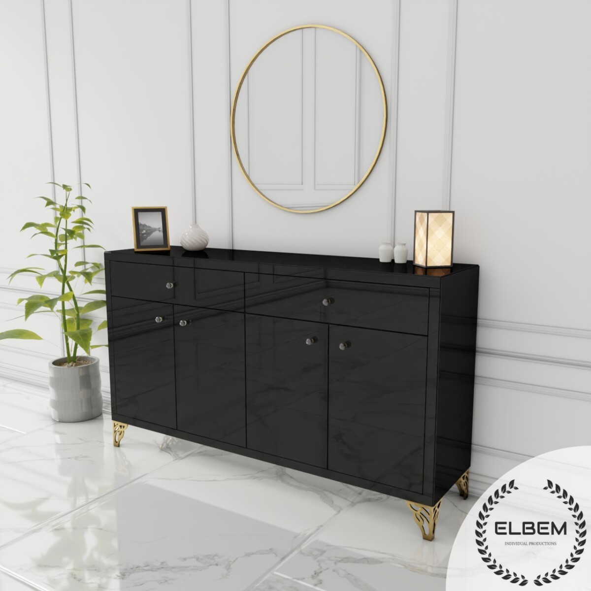 Szklana czarna komoda Glamour PALOMA BLACK - obrazek 5