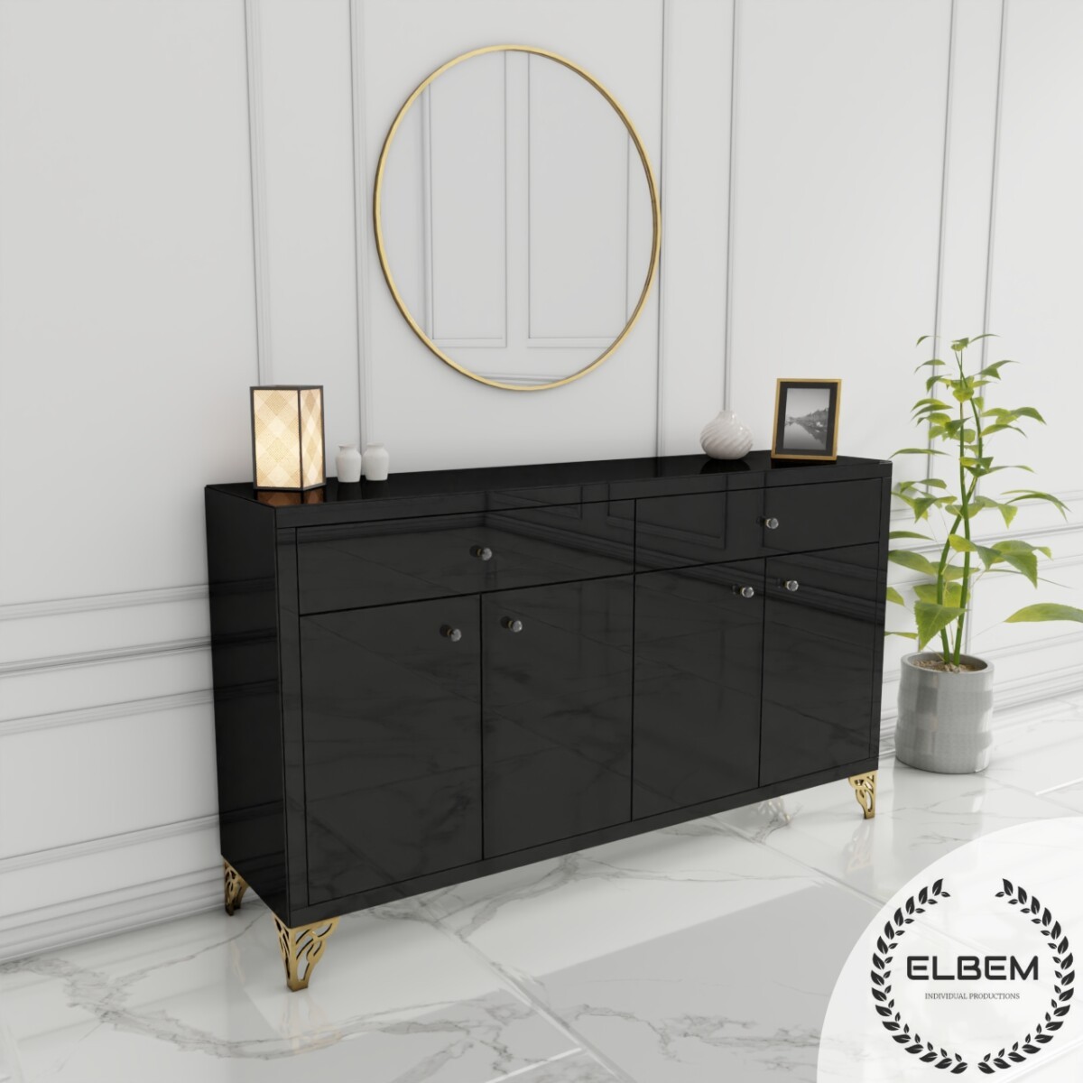 Szklana czarna komoda Glamour PALOMA BLACK - obrazek 3