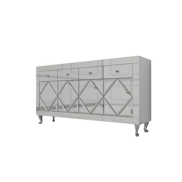 Lustrzana komoda Glamour – ozdobne romby CRISTAL CHIC SILVER