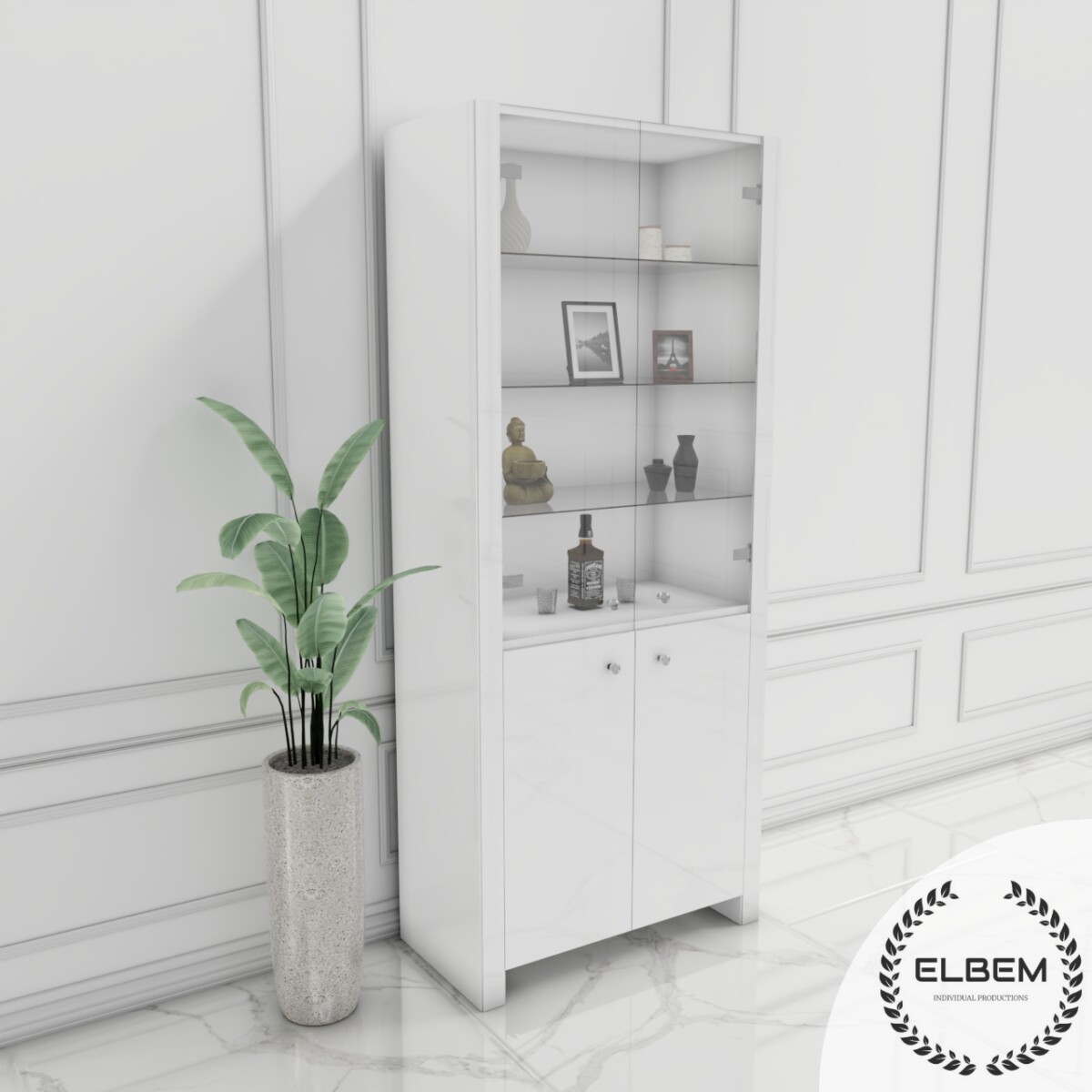 Biała szklana witryna Glamour SILVARA WHITE - obrazek 5