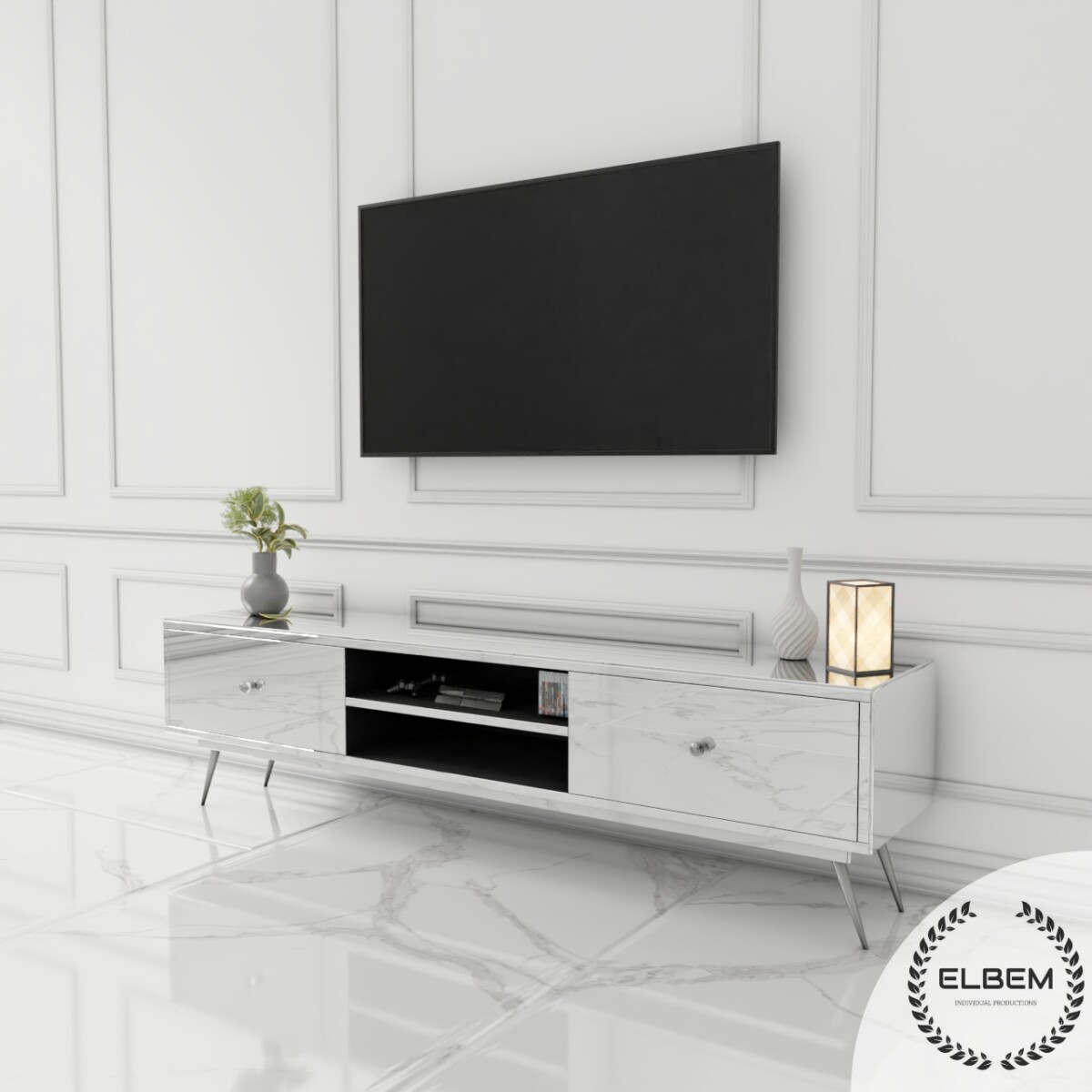 Lustrzana szafka RTV GLAMOUR - NOBLE LUXE I - obrazek 5
