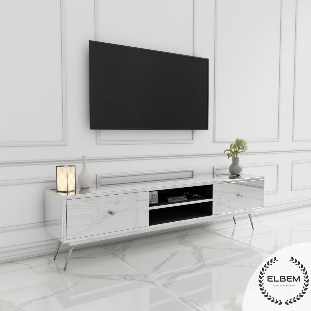 Lustrzana szafka RTV GLAMOUR - NOBLE LUXE I - obrazek 4
