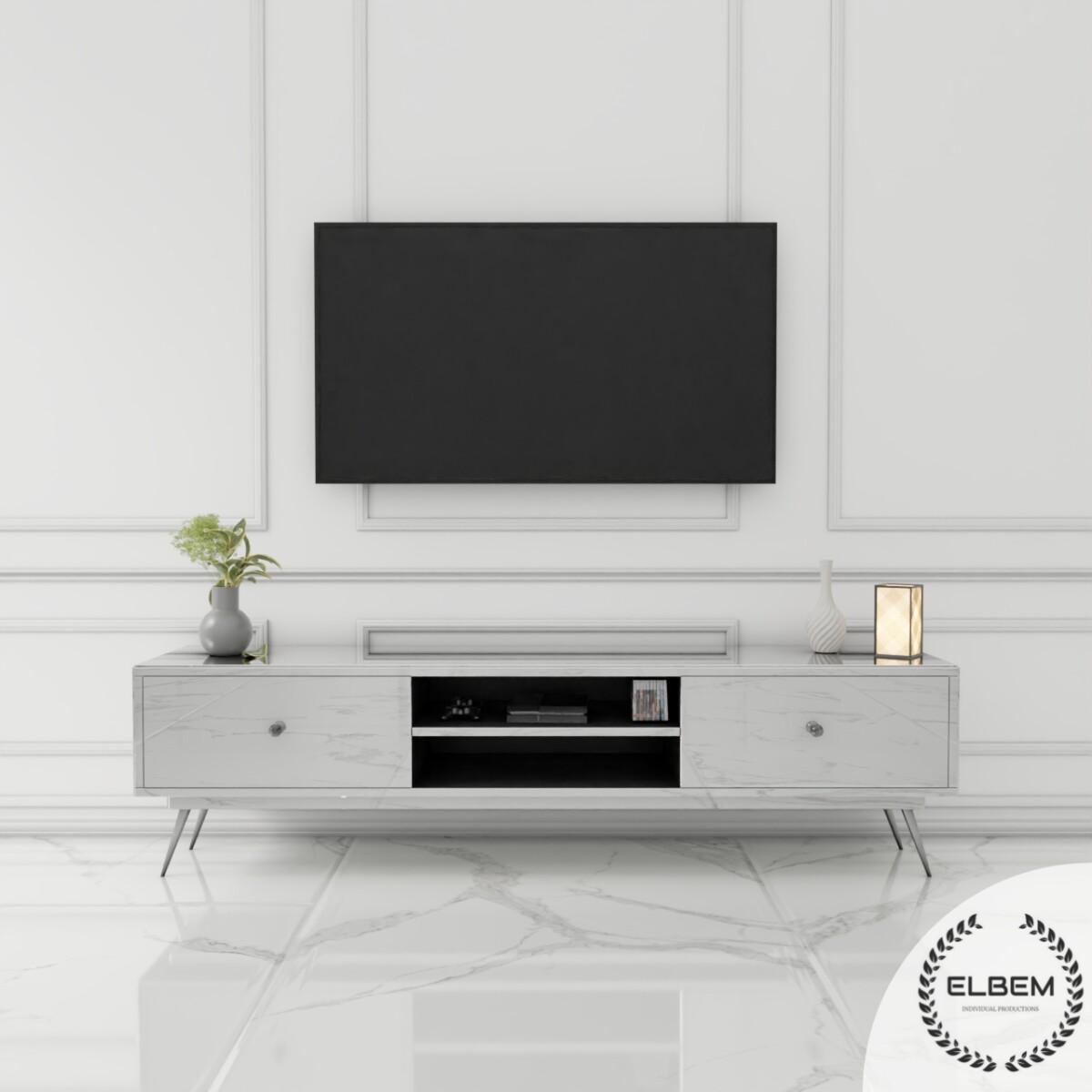 Lustrzana szafka RTV GLAMOUR - NOBLE LUXE I - obrazek 3