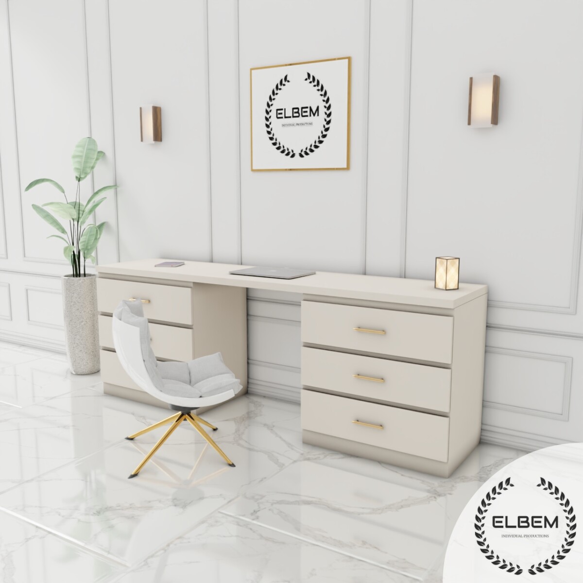 Biurko / toaletka beżowy mat Glamour BELLA I - obrazek 5