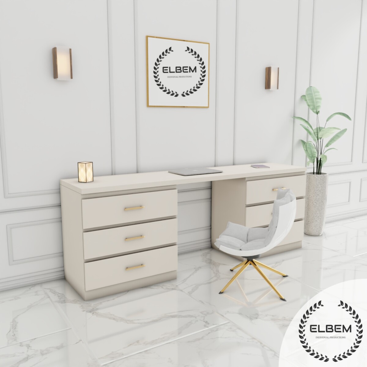 Biurko / toaletka beżowy mat Glamour BELLA I - obrazek 4