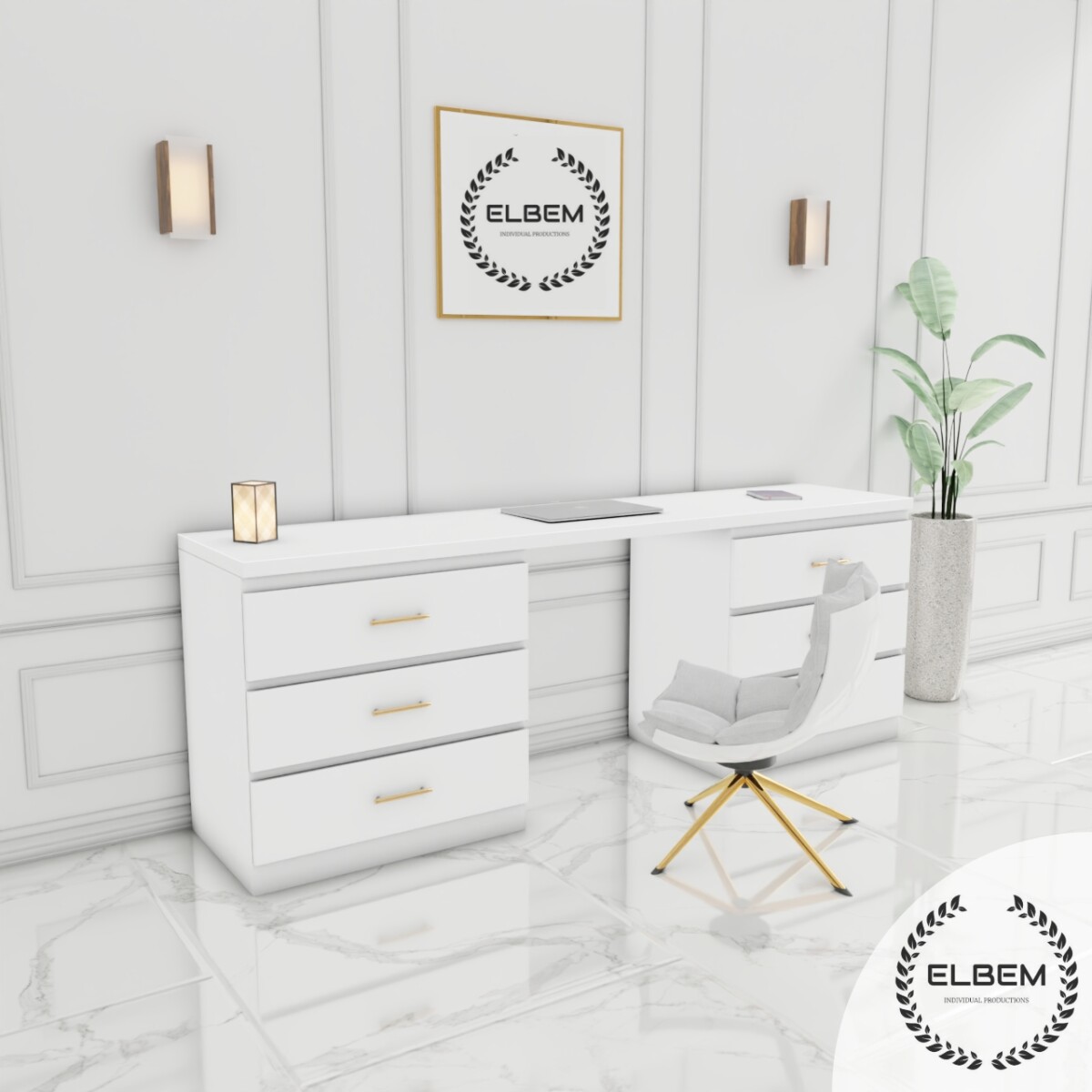 Biurko / toaletka biały mat Glamour BELLA II - obrazek 5