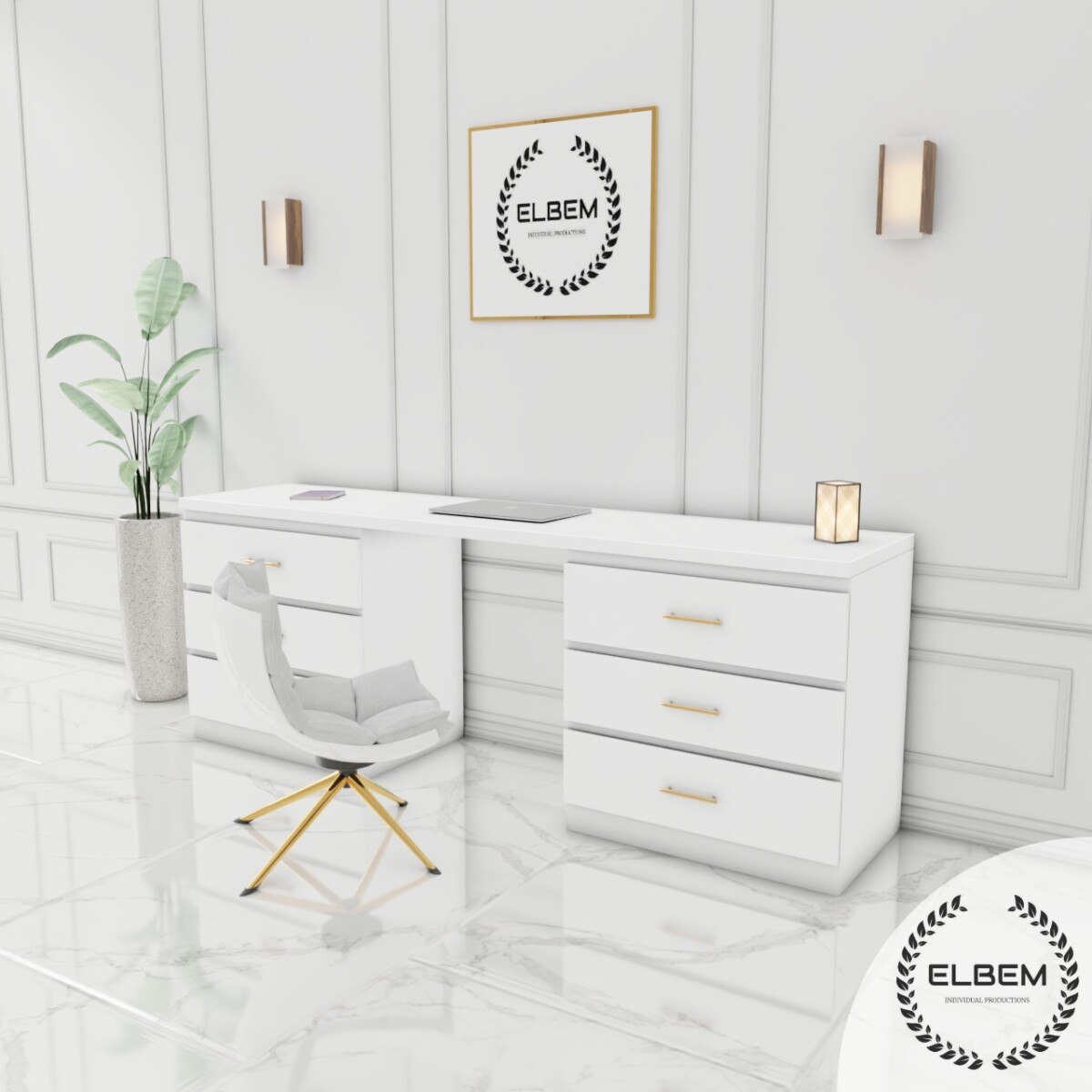 Biurko / toaletka biały mat Glamour BELLA II - obrazek 4