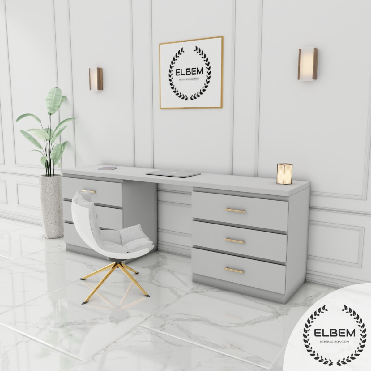 Biurko / toaletka szary mat Glamour BELLA IV - obrazek 5