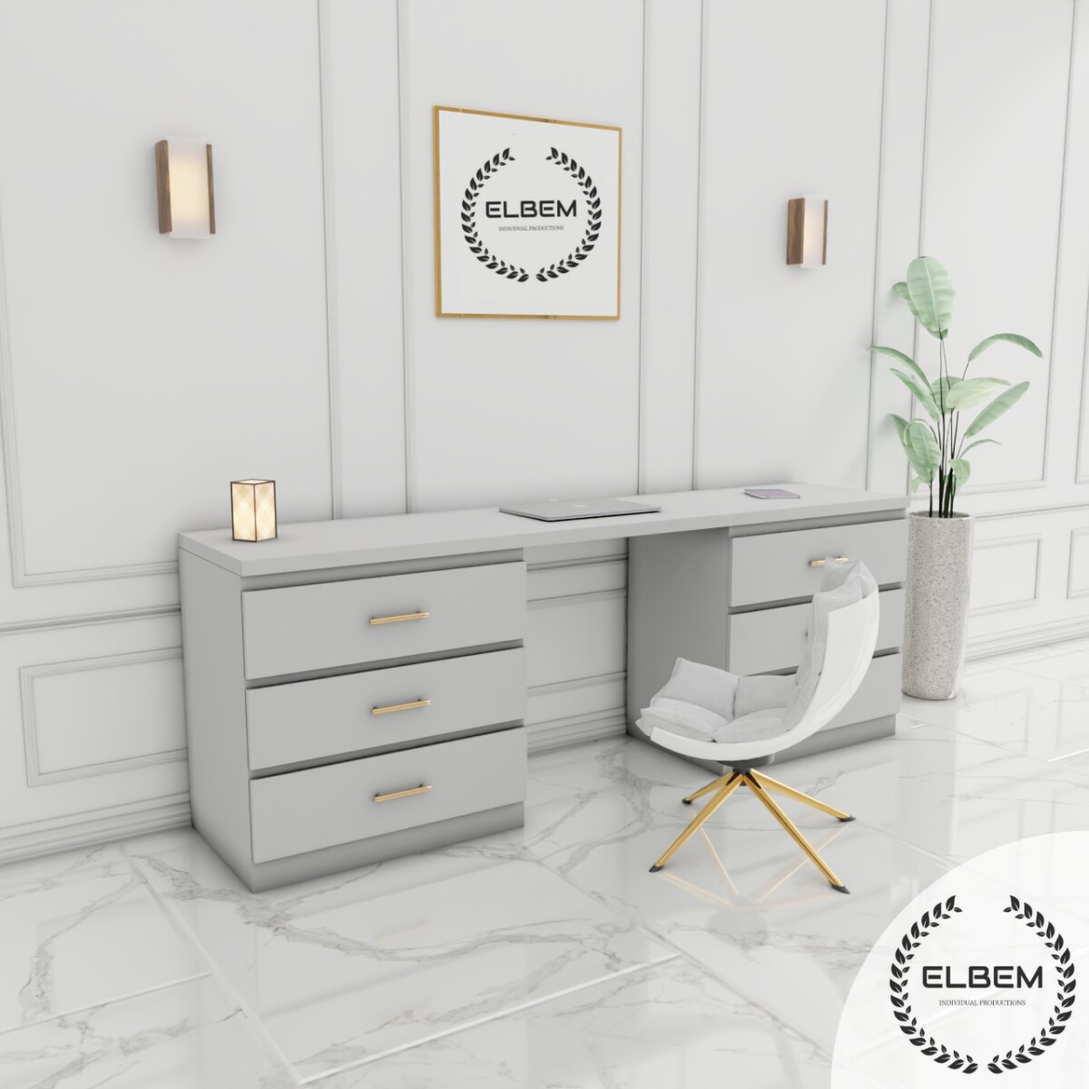 Biurko / toaletka szary mat Glamour BELLA IV - obrazek 4