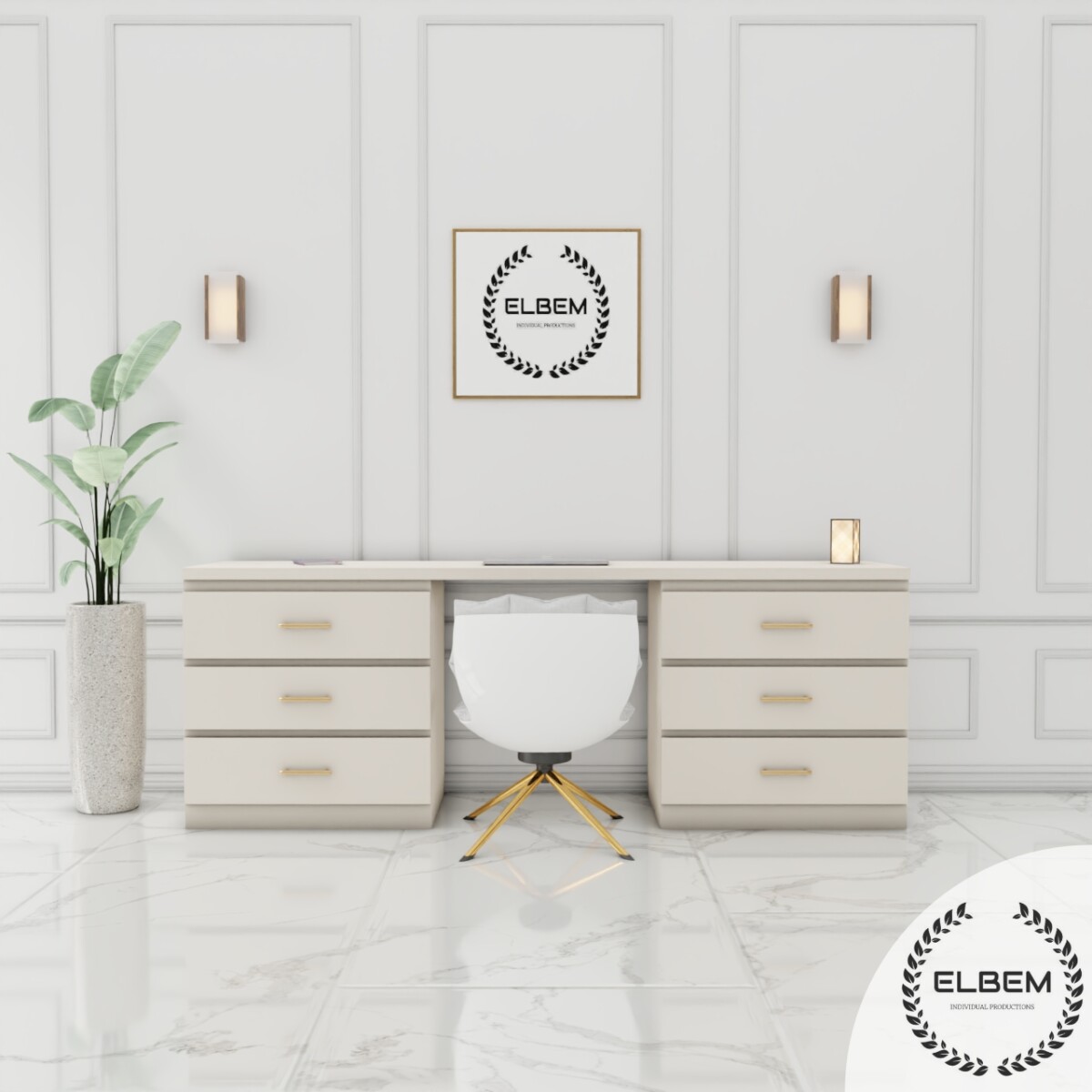 Biurko / toaletka beżowy mat Glamour BELLA I - obrazek 3