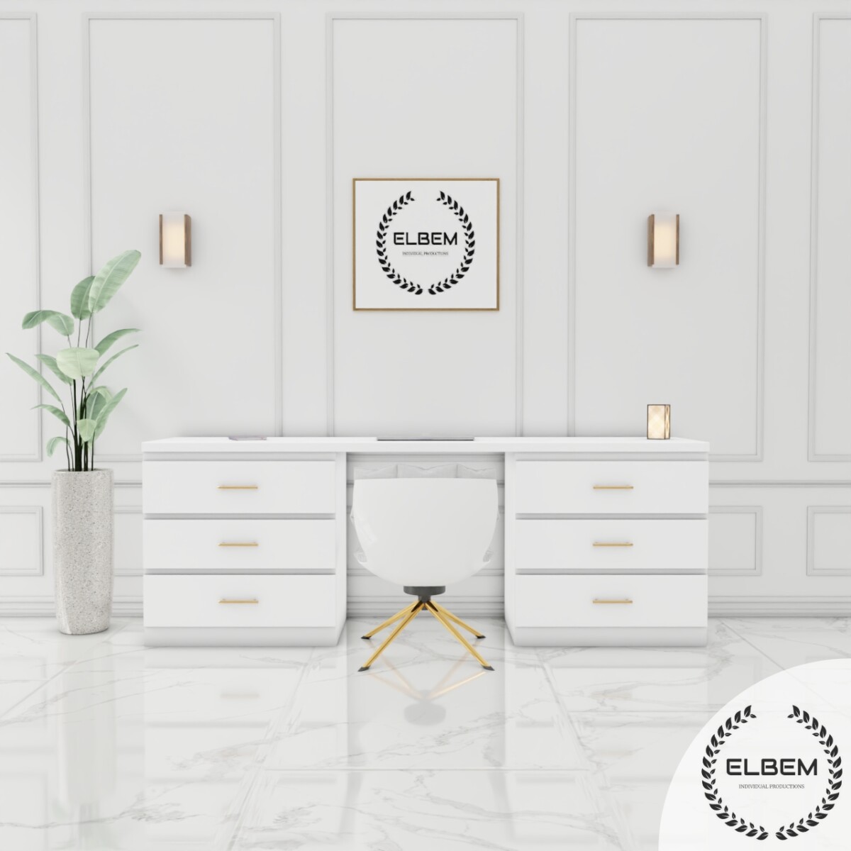 Biurko / toaletka biały mat Glamour BELLA II - obrazek 3