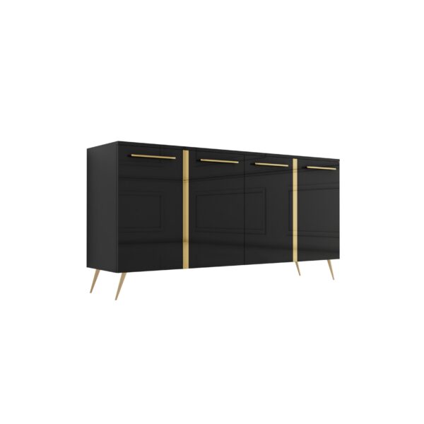 Komoda czarny połysk Glamour GOLDEN SHINE IV