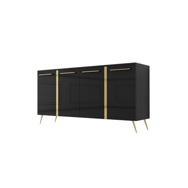 Komoda czarny połysk Glamour GOLDEN SHINE IV