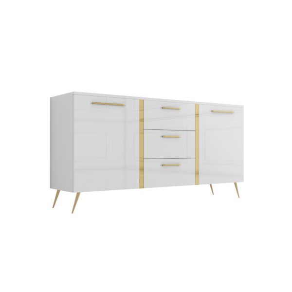 Komoda biały połysk Glamour GOLDEN SHINE II