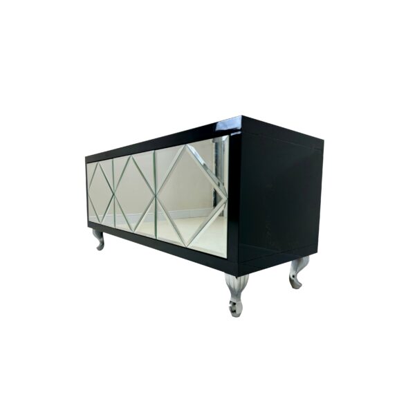 Szafka RTV GLAMOUR – OPAL ESSENCE PLUS – Czarny połysk