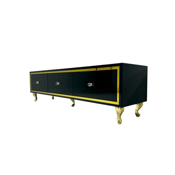 Szafka RTV GLAMOUR – LUXURY HAVEN – Czarne szkło