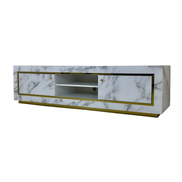 Szklana marmurowa szafka RTV – MAJESTIC GOLD