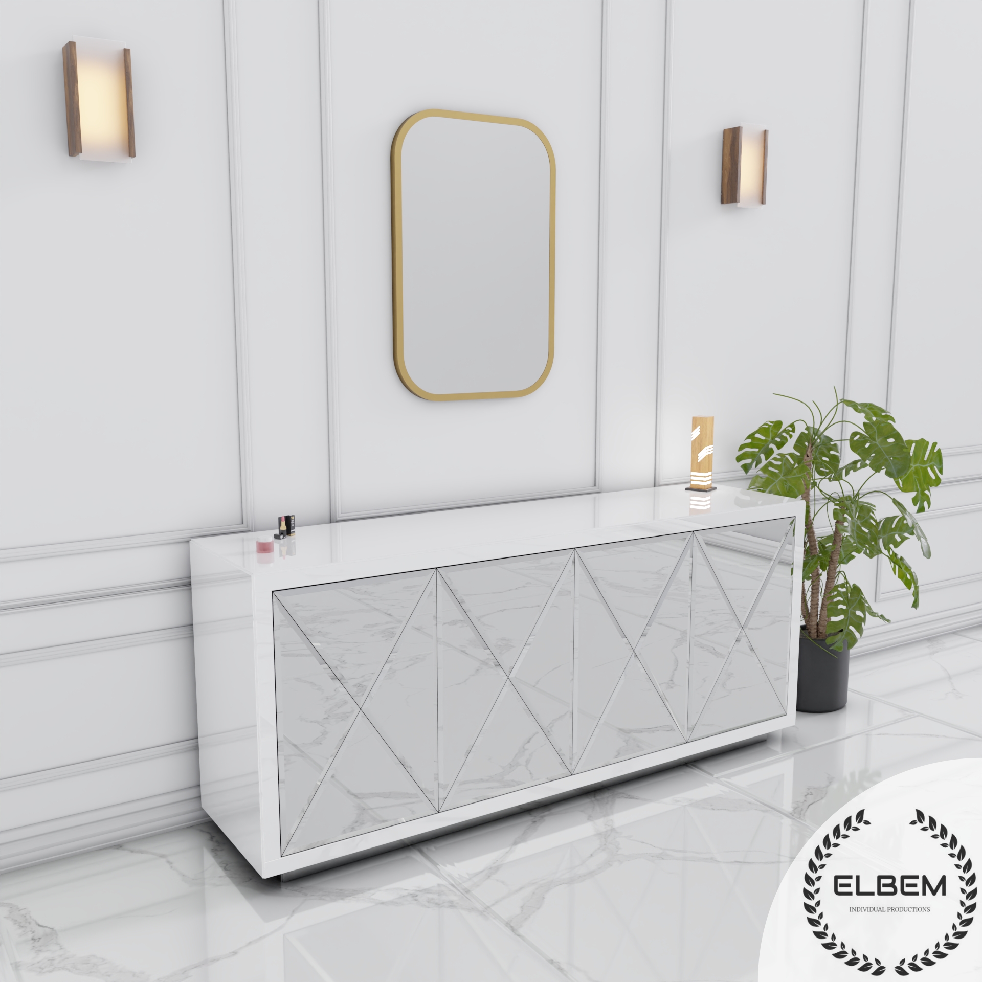 Szklana biała komoda Glamour - Lustrzane IKSY BELLA WHITE - obrazek 3