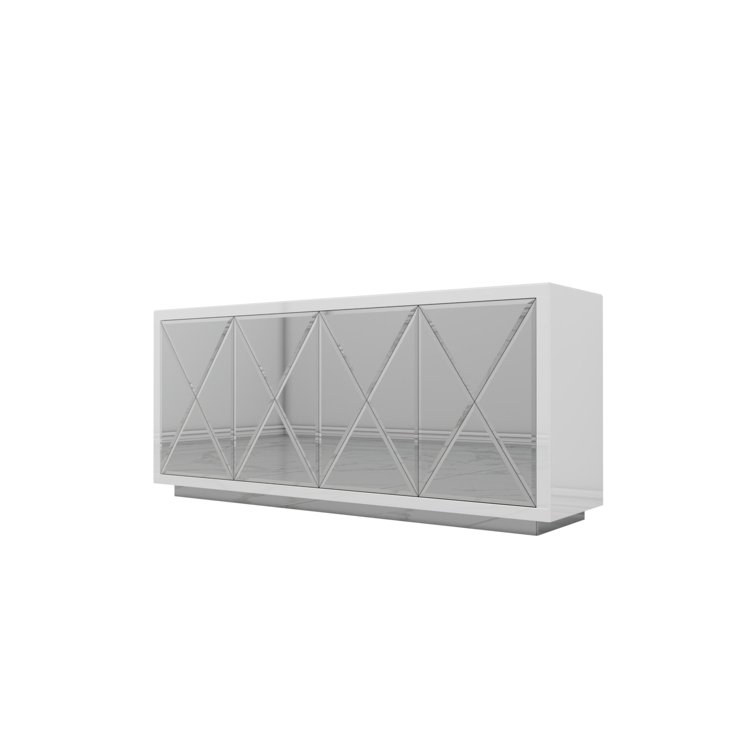 Szklana biała komoda Glamour - Lustrzane IKSY BELLA WHITE - obrazek 2