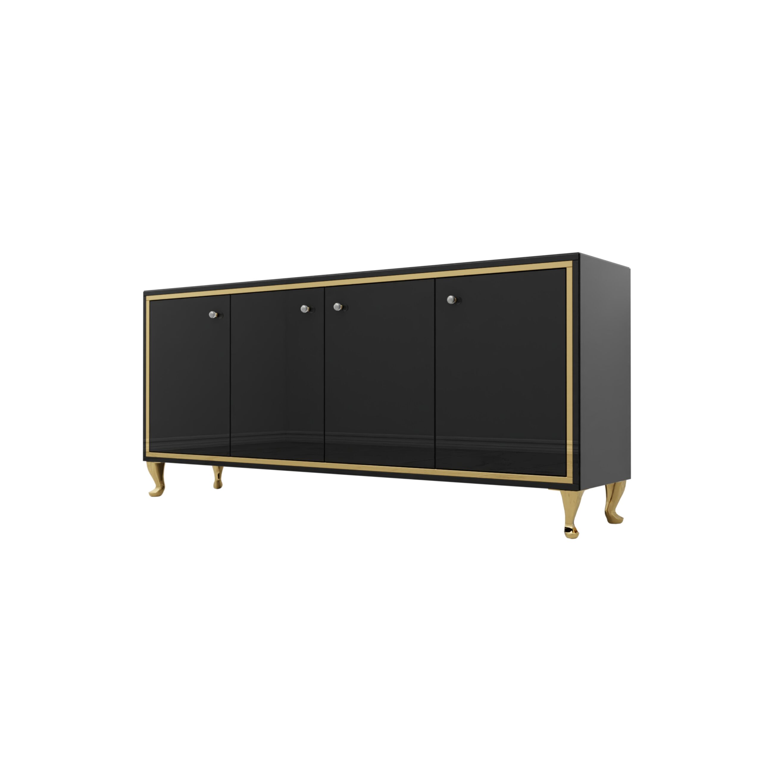 Szklana czarna komoda - złota ramka Glamour NERO GOLD - obrazek 2