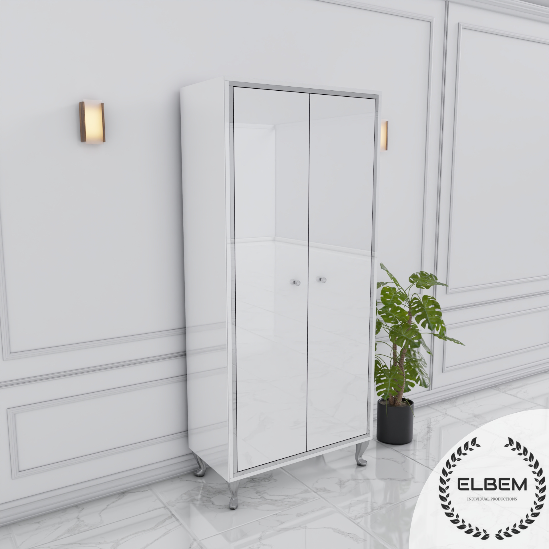 Szklana biała szafa Glamour NEROGLASS SILVER - obrazek 5