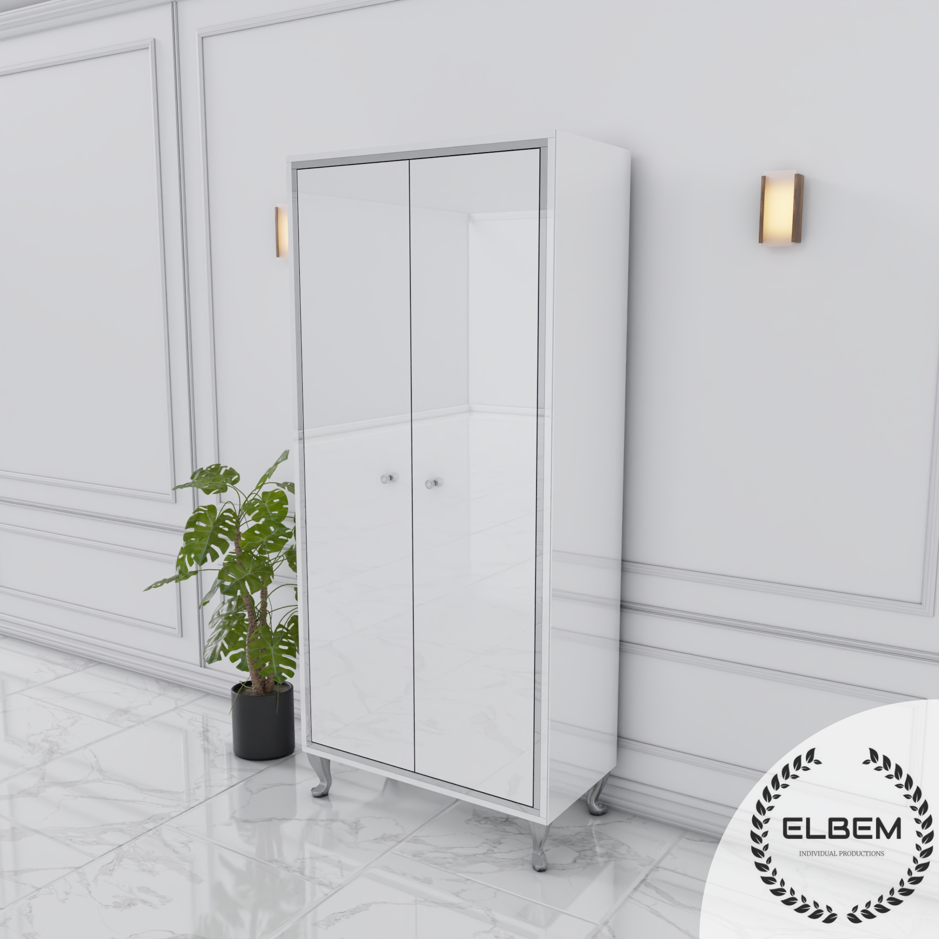 Szklana biała szafa Glamour NEROGLASS SILVER - obrazek 3