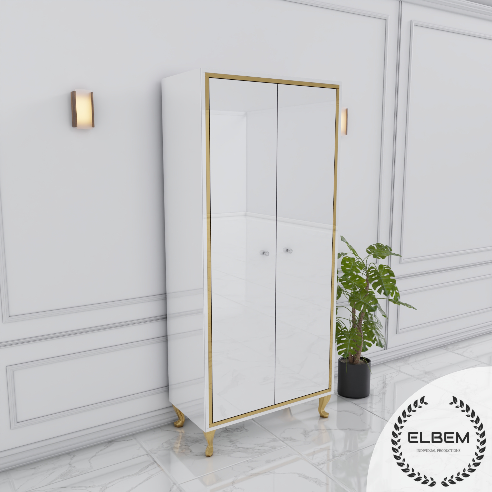 Szklana biała szafa Glamour NEROGLASS GOLD - obrazek 3