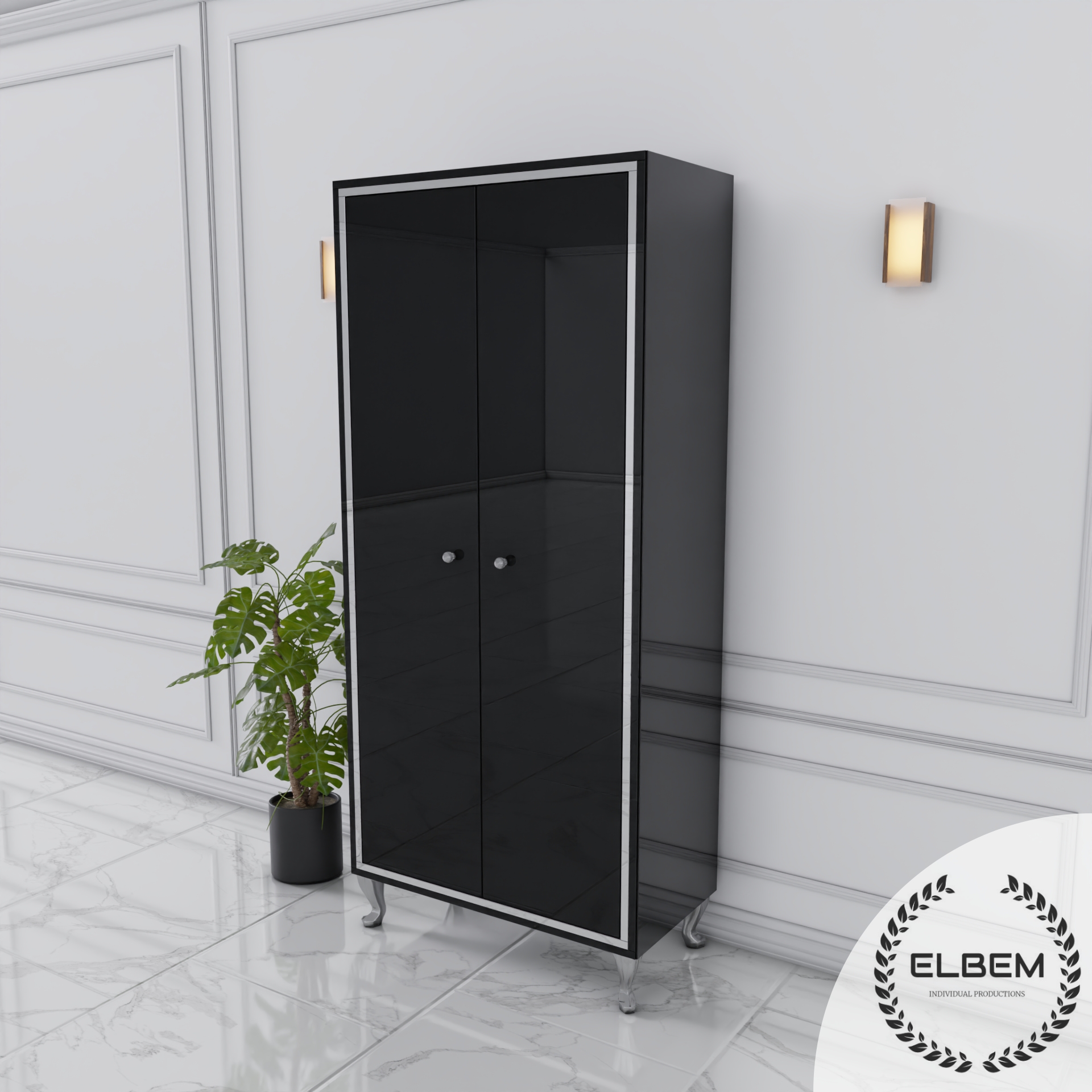 Szklana czarna szafa Glamour NEROGLASS SILVER - obrazek 3