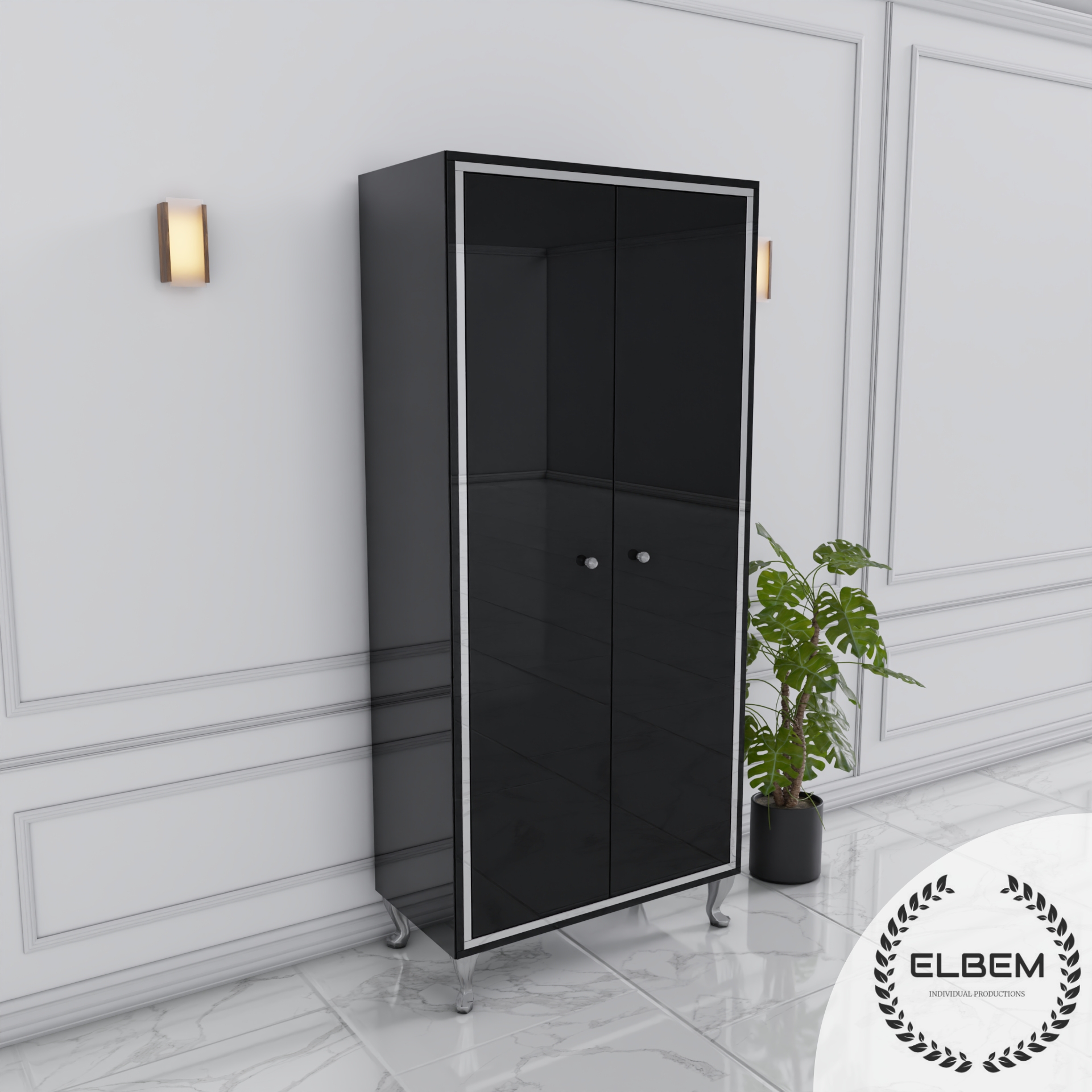 Szklana czarna szafa Glamour NEROGLASS SILVER - obrazek 4