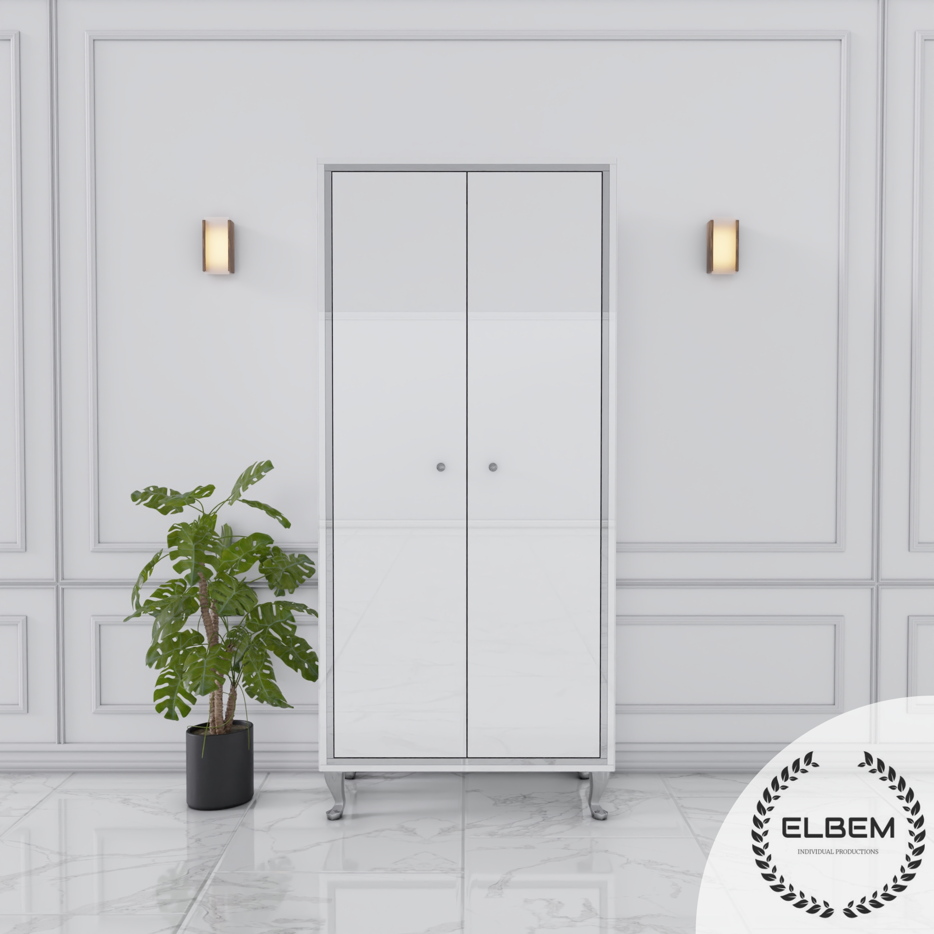 Szklana biała szafa Glamour NEROGLASS SILVER - obrazek 4