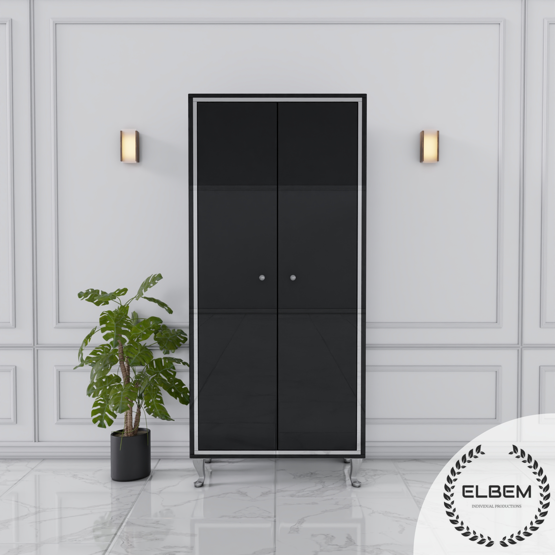 Szklana czarna szafa Glamour NEROGLASS SILVER - obrazek 5