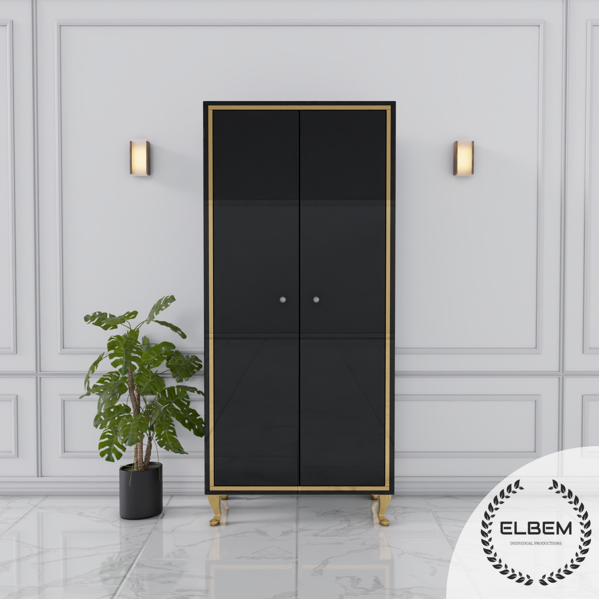 Szklana czarna szafa Glamour NEROGLASS GOLD - obrazek 5