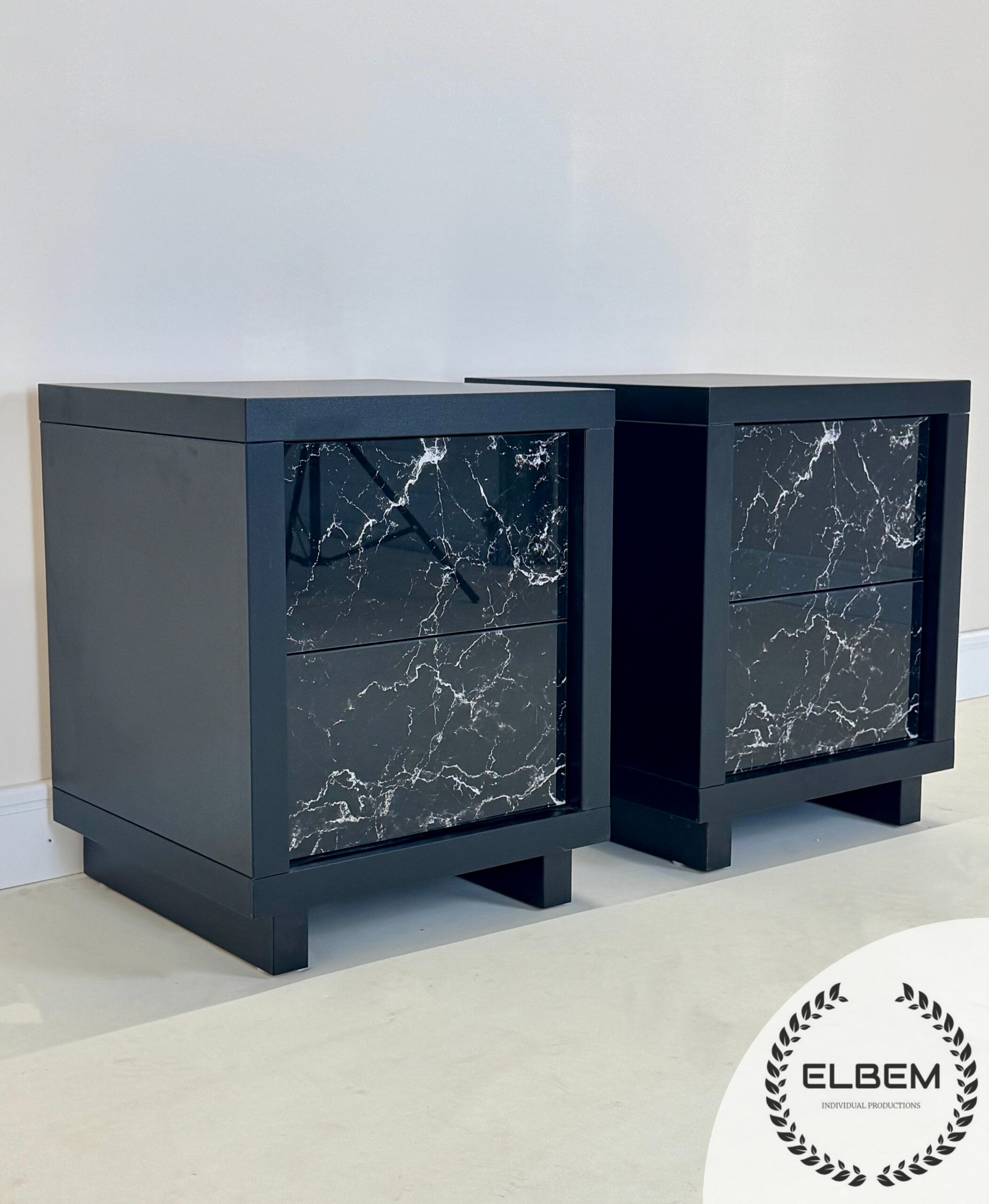 Szafka nocna / szklany marmur Glamour LUSSO NERO - obrazek 4