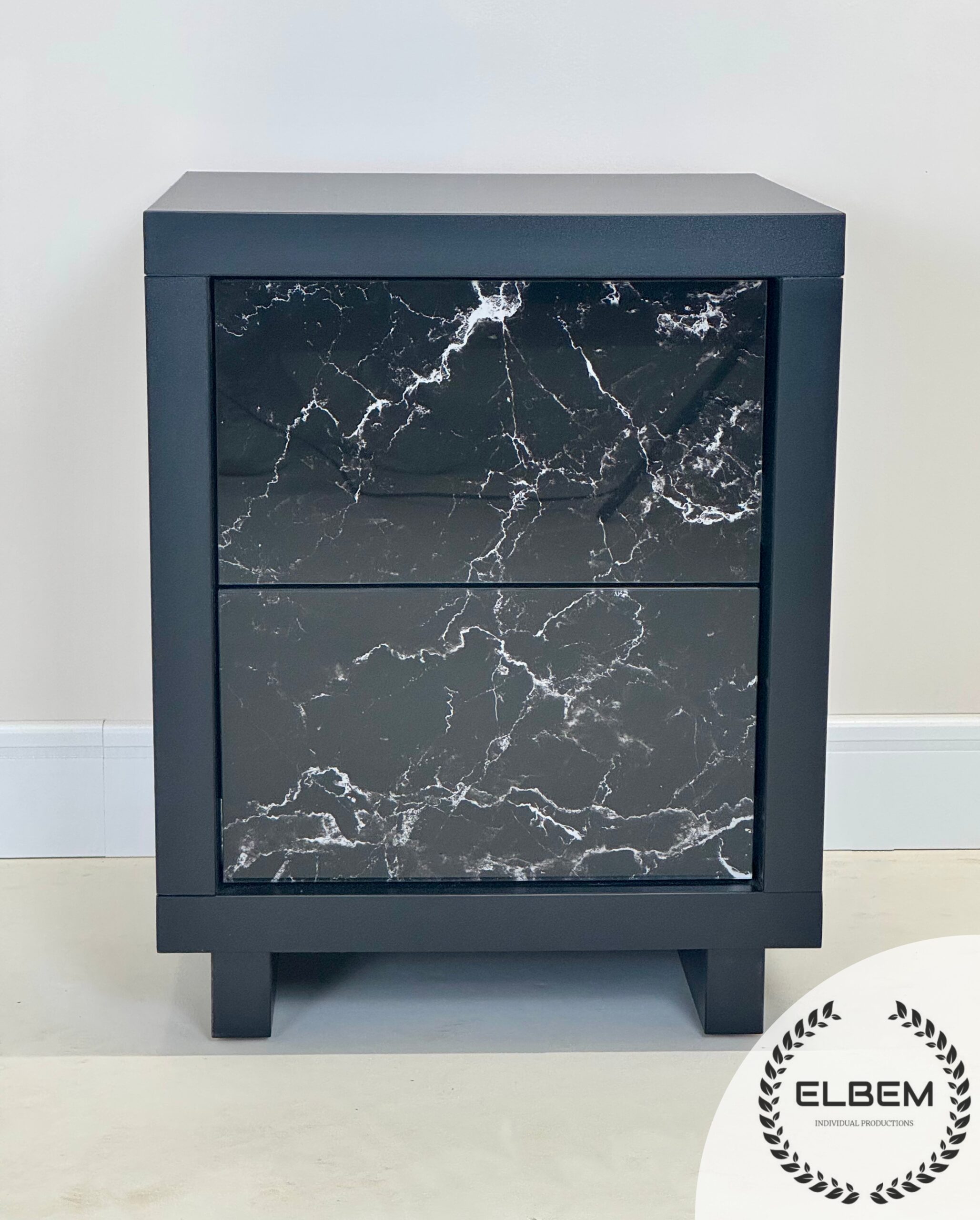 Szafka nocna / szklany marmur Glamour LUSSO NERO - obrazek 3