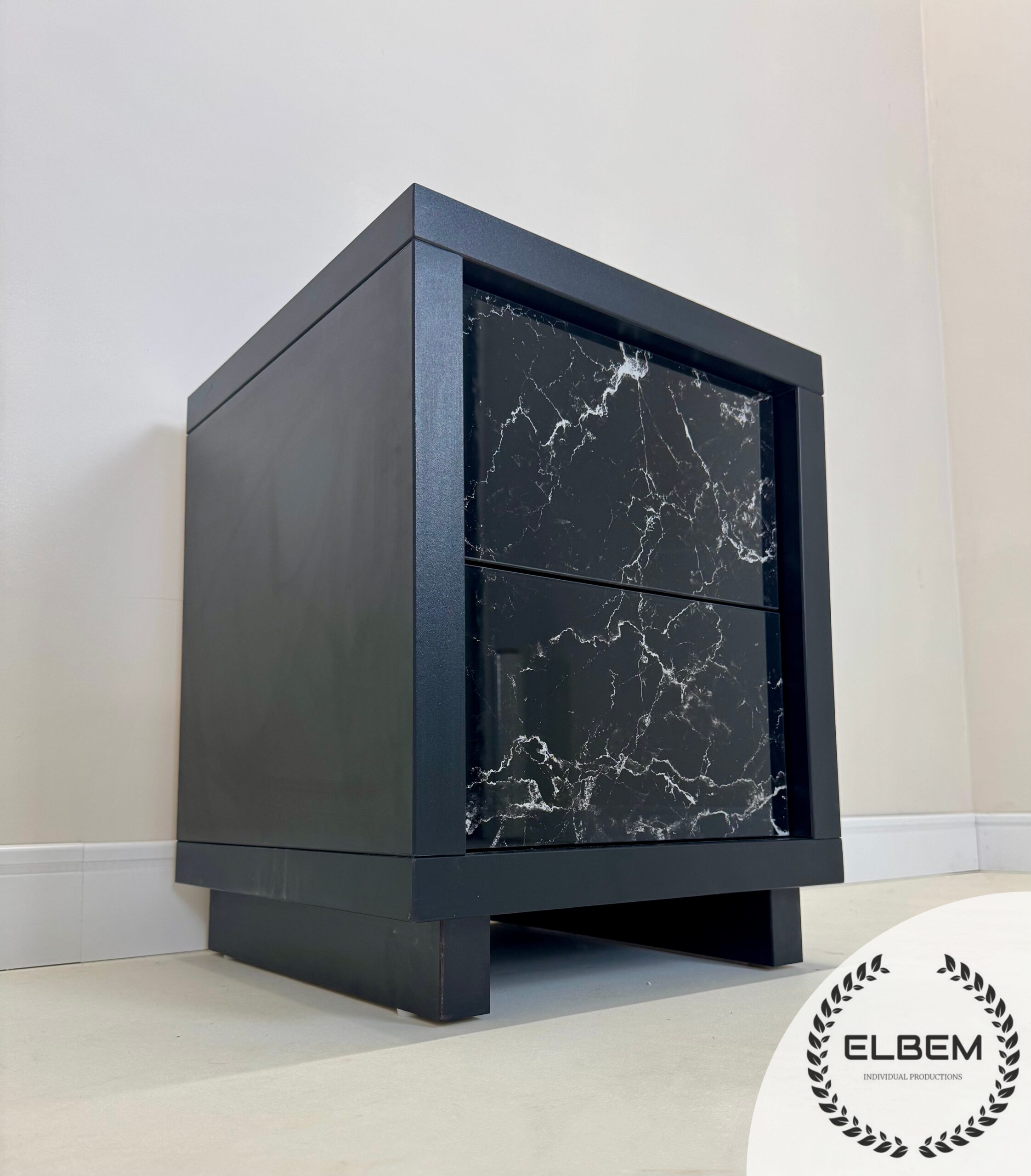 Szafka nocna / szklany marmur Glamour LUSSO NERO - obrazek 5