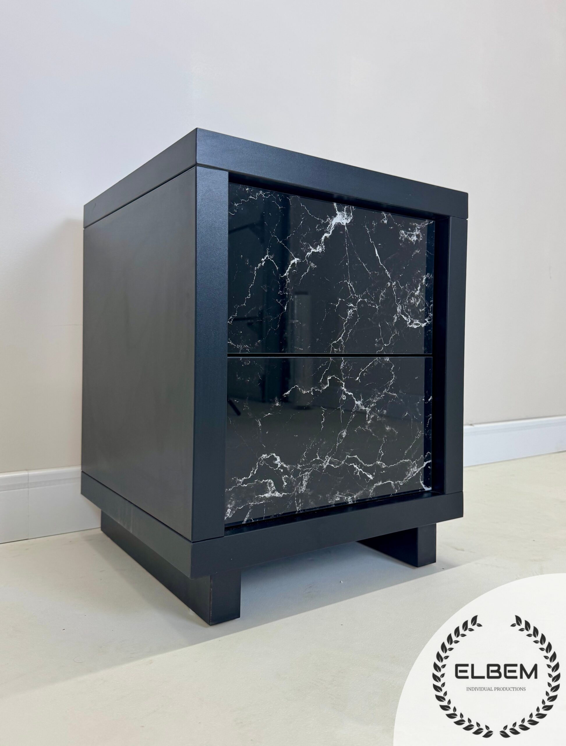 Szafka nocna / szklany marmur Glamour LUSSO NERO - obrazek 6