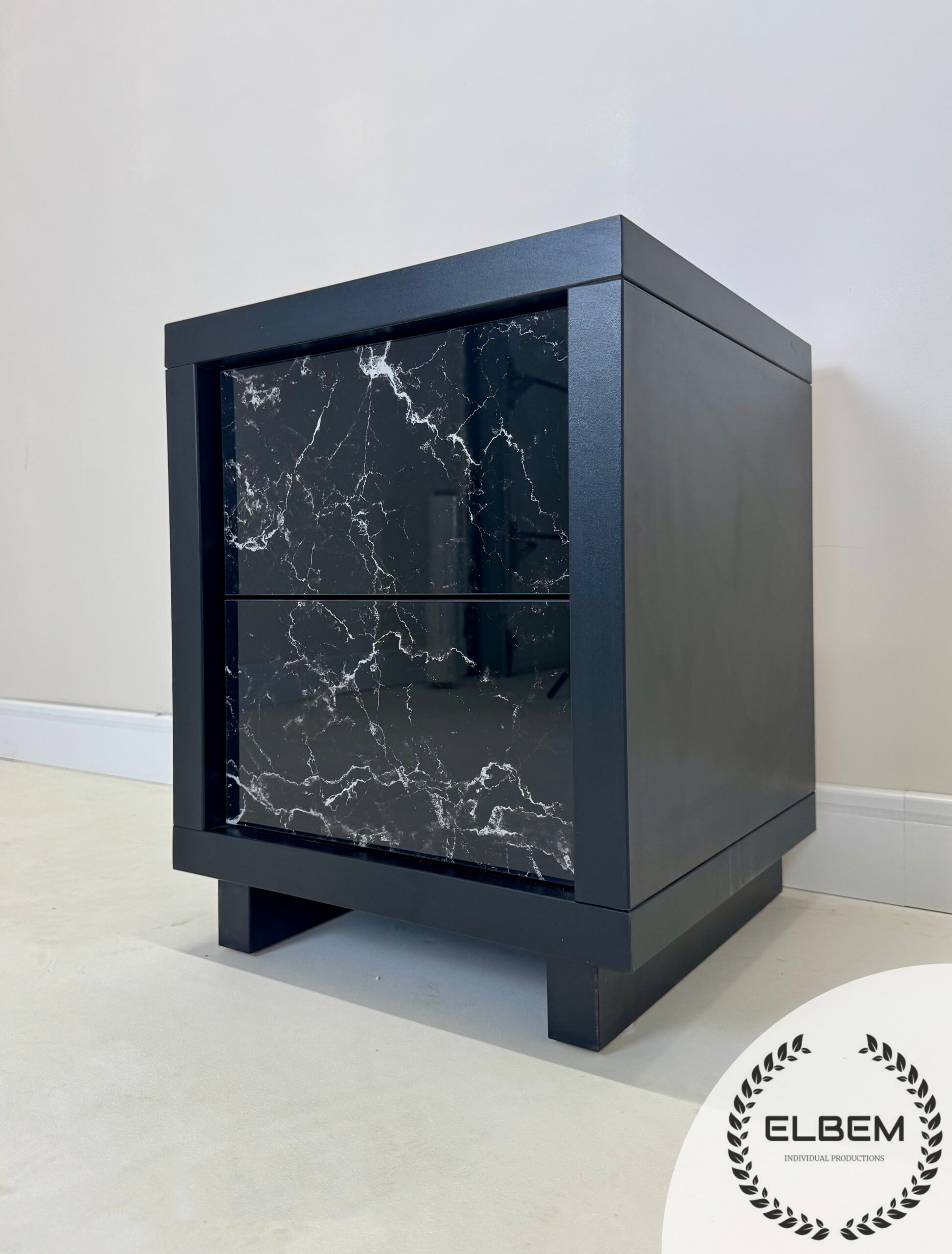 Szafka nocna / szklany marmur Glamour LUSSO NERO - obrazek 7