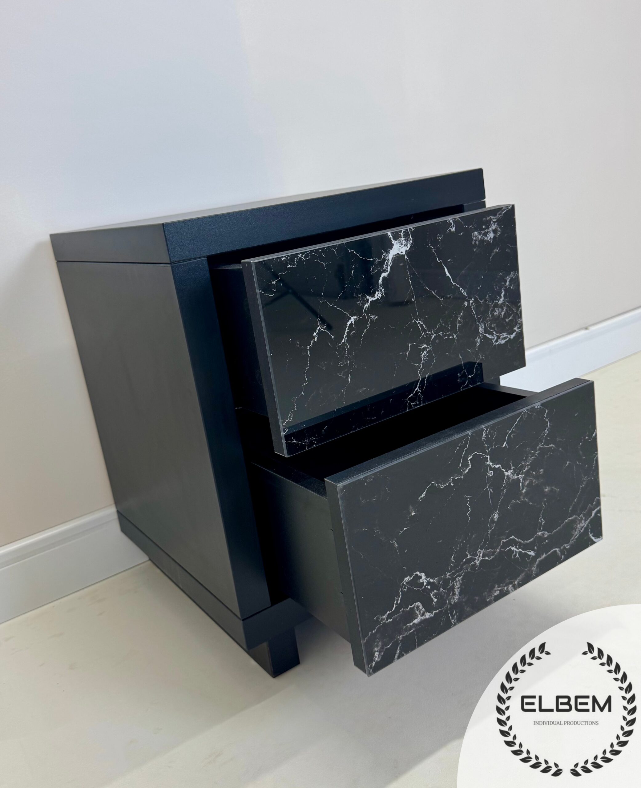 Szafka nocna / szklany marmur Glamour LUSSO NERO - obrazek 8