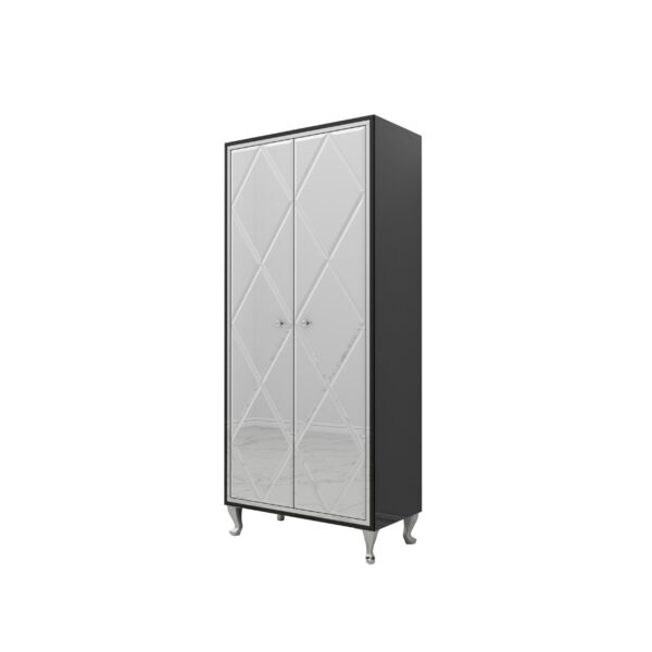 Szklana czarna szafa Glamour / ROMBY NEROGLASS SILVER