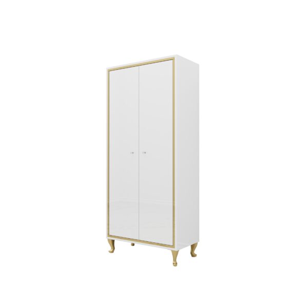 Szklana biała szafa Glamour NEROGLASS GOLD