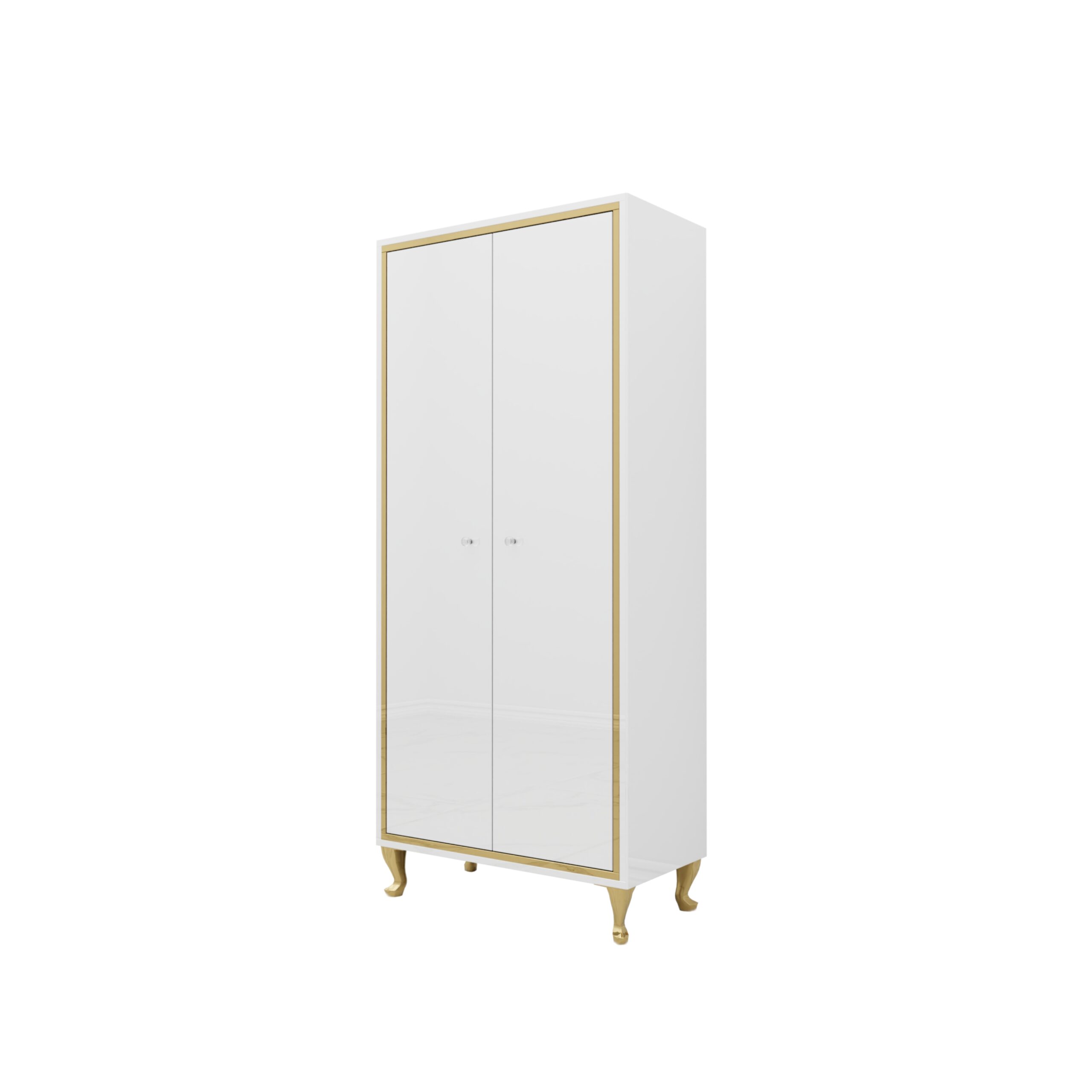 Szklana biała szafa Glamour NEROGLASS GOLD - obrazek 2