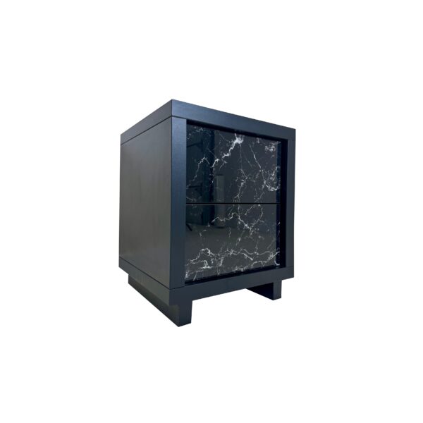 Szafka nocna / szklany marmur Glamour LUSSO NERO