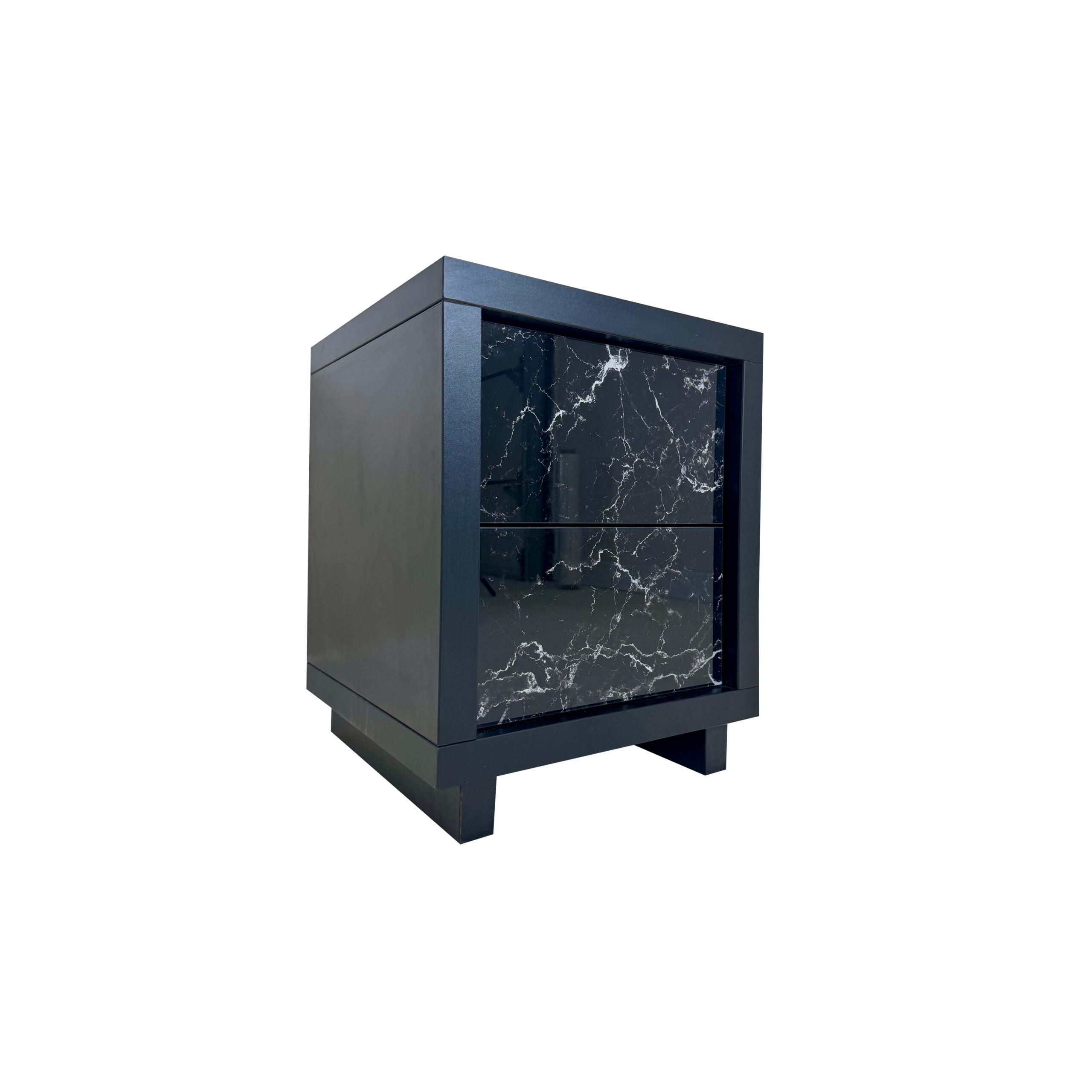 Szafka nocna / szklany marmur Glamour LUSSO NERO